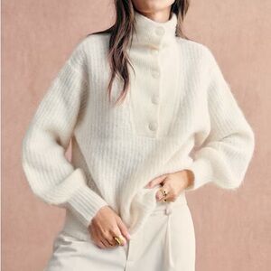 Sezane Micky Jumper, Cream, XS, Excellent